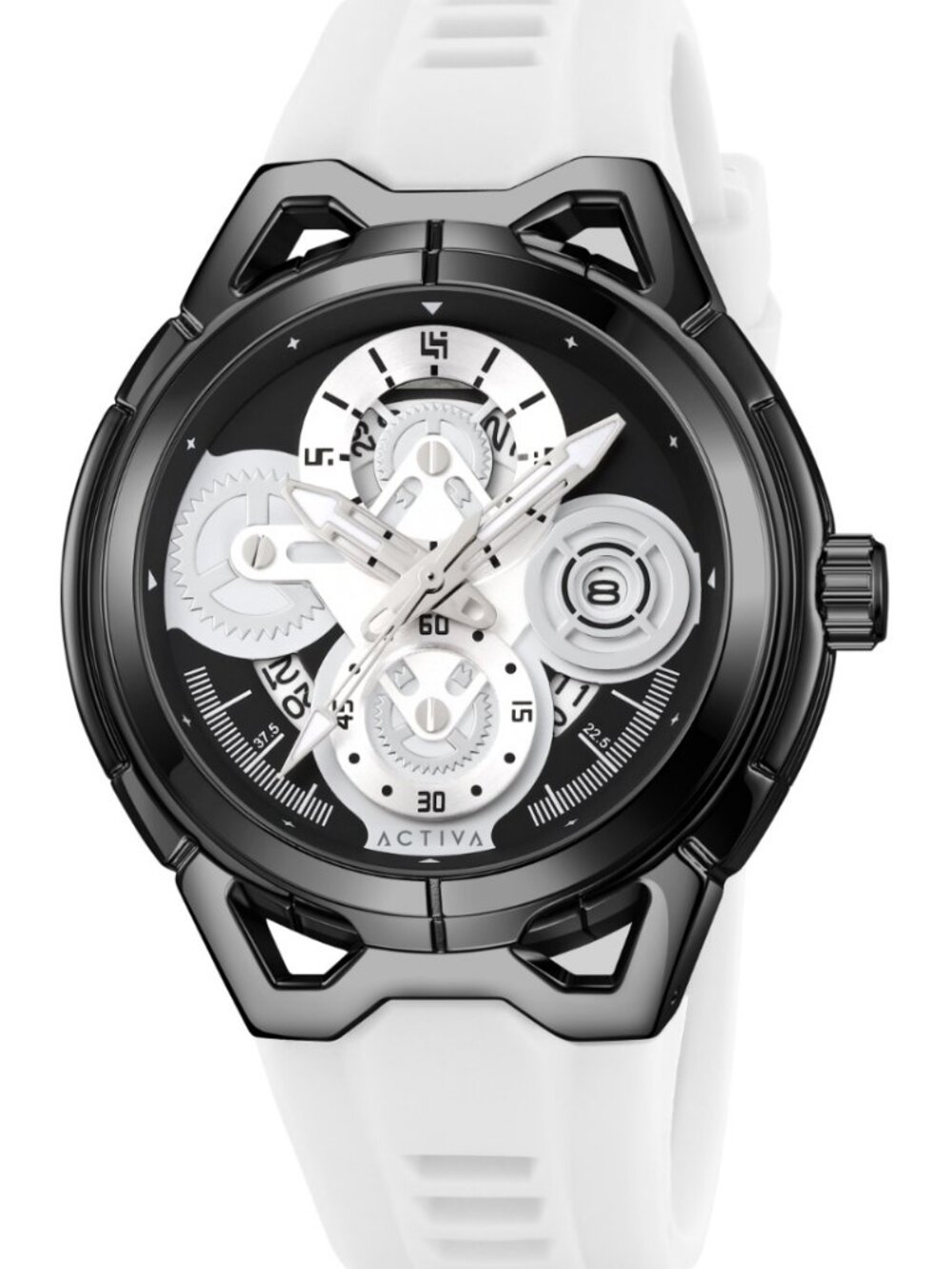 $149 Activa Drift X Invicta Men's Blackr & White Silicone Band 44MM Watch NIB